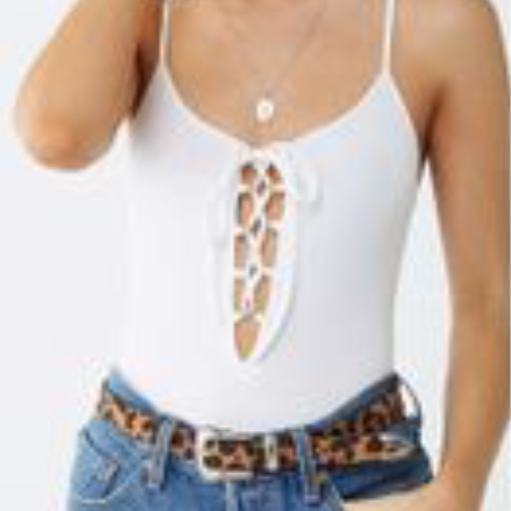 Forever 21 Ribbed Tie Up Bodysuit